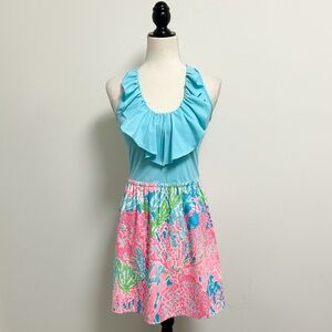Lilly Pulitzer Lets Cha Cha Danita Racerback Sleeveless Ocean Print Mini Dress